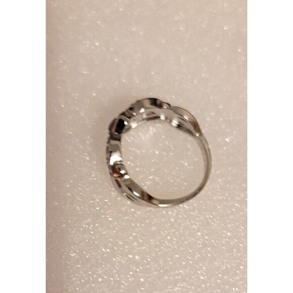 NIB - Heart Shape Promise Ring w/ Inlaid Shiny Amethyst - Size 9 - Picture 6 of 7